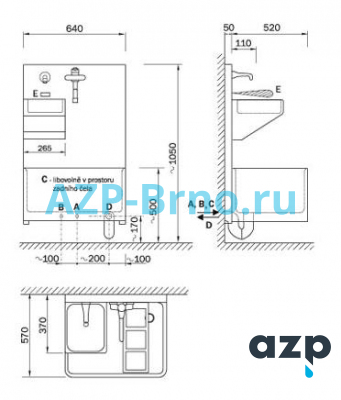 Техническая раковина с решеткой VLU 01 AZP Brno Чехия (фото, схема)